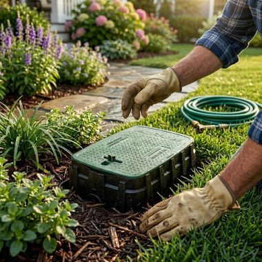 Click here to see Rainbird VBJMBH Rain Bird Jumbo Valve Box With Green Lid & Lock - VBJMBH