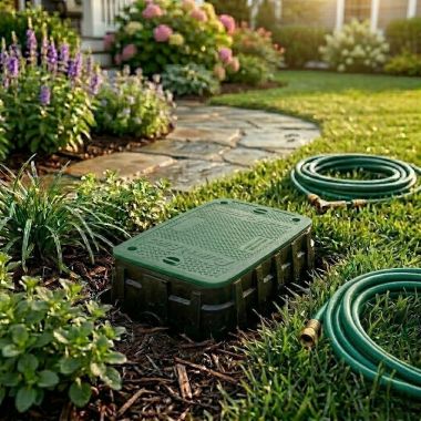 Click here to see Rainbird VBSPRH Rain Bird Super Jumbo Irrigation Valve Box With Green Lid, Black Body, 15