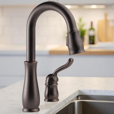 Click here to see Delta 9978-RB-DST Delta Leland Pull-Down Bar / Prep Faucet, Single Handle, Deck Mount, DIAMOND Seal, MagnaTite, ADA, 1.8 GPM, Venetian Bronze - 9978-RB-DST