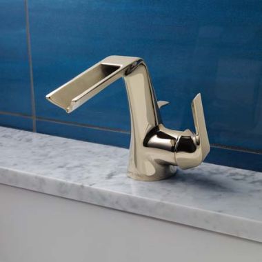 Click here to see Brizo 65051LF-PN Brizo Sotria One-Handle Bathroom Faucet with Metal Pop-Up Drain, Single-Hole, Channel Spout, 1.5 GPM, Brilliance Polished Nickel - 65051LF-PN