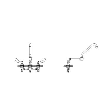 Click here to see Delta 54T2401-R17 Delta 54T2401-R17 TECK Widespread Surgeon Faucet w/ Foot Pedal Connect, R17 Spout, VR Laminar, 1.5 gpm