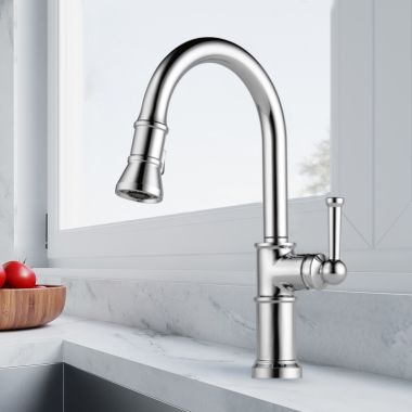 Click here to see Brizo 63025LF-PC Brizo Artesso Single-Handle Pull-Down Kitchen Faucet w/ 2-Function Sprayer, DIAMOND Seal, MagneDock, 1.8 GPM, Polished Chrome - 63025LF-PC