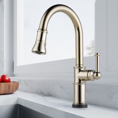 Click here to see Brizo 64025LF-PN Brizo Artesso Single-Handle Pull-Down Kitchen Faucet w/ 2-Function Sprayer, SmartTouch, MagneDock, 1.8 GPM, Brilliance Polished Nickel - 64025LF-PN