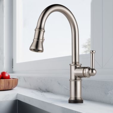 Click here to see Brizo 64025LF-SS Brizo Artesso Single-Handle Pull-Down Kitchen Faucet w/ 2-Function Sprayer, SmartTouch, MagneDock, 1.8 GPM, Brilliance Stainless - 64025LF-SS