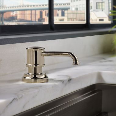 Click here to see Brizo RP75675PN Brizo Artesso Soap/Lotion Dispenser, 13-ounce, Brilliance Polished Nickel - RP75675PN