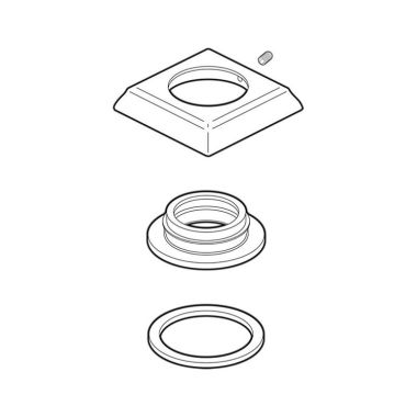 Click here to see Delta RP52659PN Delta RP52659PN Dryden Handle Base w/ Gasket and Set Screw for Widespread Faucet, Polished Nickel