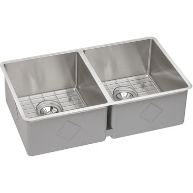 Click here to see Elkay ECTRU31179DBG Elkay ECTRU31179DBG Crosstown Stainless Steel Equal Double Bowl Undermount Sink Kit