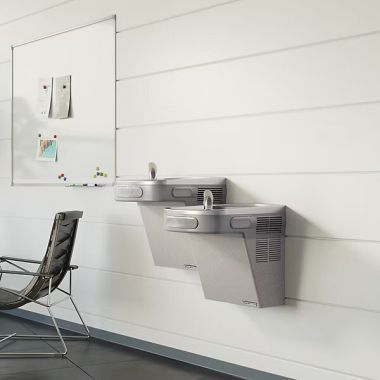 Click here to see Elkay EZSTLG8LC Elkay EZSTLG8LC Versatile Cooler Wall Mount Bi-Level GreenSpec ADA-Non-Filtered 8 GPH, Light Gray Granite