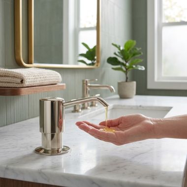Click here to see Newport Brass 125/15S Newport Brass East Linear Soap/Lotion Dispenser, Satin Nickel - 125/15S
