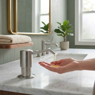 Click here to see  125/20 Newport Brass East Linear Soap/Lotion Dispenser, Stainless Steel - 125/20