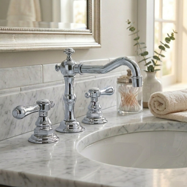 Click here to see Newport Brass 1030/26 Newport Brass Chesterfield Widespread Lavatory Faucet with Lever Handles, Polished Chrome - 1030/26