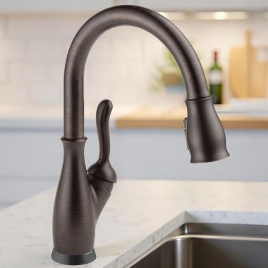 Click here to see Delta 9178T-RB-DST Delta Leland Pull-Down Kitchen Faucet, Single Handle, Touch2O, DIAMOND Seal, MagnaTite, 1.8 GPM, Venetian Bronze - 9178T-RB-DST