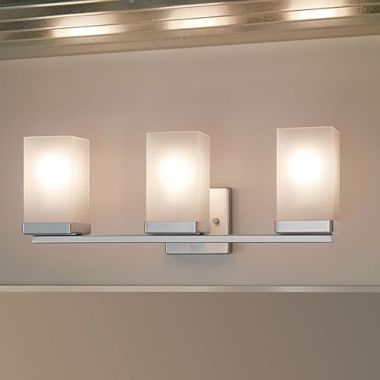 Click here to see Moen YB8863BN Moen 90 Degree 3-Globe Bathroom Vanity Light, Brushed Nickel - YB8863BN