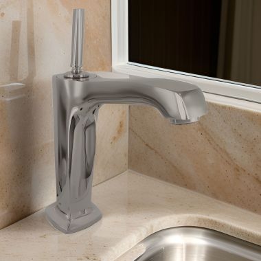 Click here to see Kohler 16231-4-BN Kohler Margaux Tall Single-Handle Brushed Nickel Bathroom Faucet with Touch-Activated Drain, 1.2 GPM, Stationary Spout, Single-Hole, Brass - K-16231-4-BN