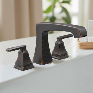 Click here to see Delta T2764-RB Delta Ashlyn Two-Handle Roman Tub Faucet Trim, Angular Spout, Lever Handles, ADA-Compliant, Venetian Bronze - T2764-RB
