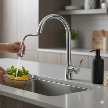 Click here to see KOHLER 647-CP Kohler Simplice Single Handle Pull-Down Kitchen Faucet, 3-Function, 9