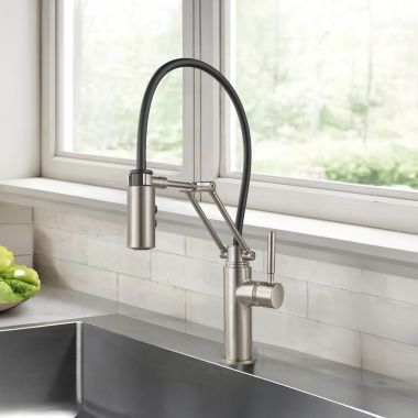 Click here to see Brizo 63221LF-SS Brizo Solna Single-Handle Articulating Pull-Down Kitchen Faucet, Stainless Steel - 63221LF-SS