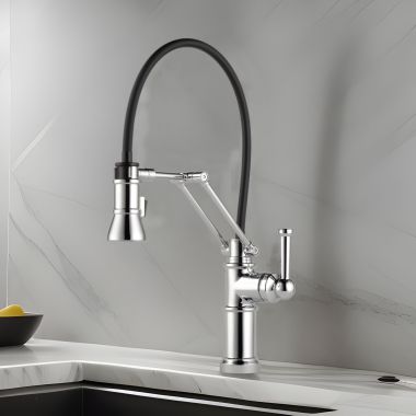 Click here to see Brizo 63225LF-PC Brizo Artesso Single-Handle Articulating Kitchen Faucet w/ 2-Function Sprayer, MagneDock, 1.8 GPM, Polished Chrome - 63225LF-PC 