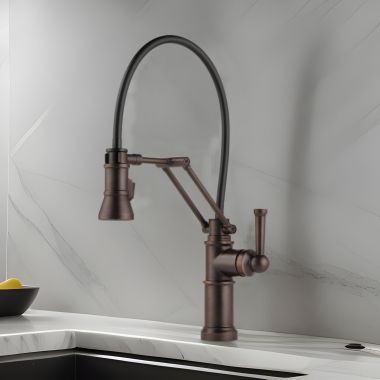 Click here to see Brizo 63225LF-RB Brizo Artesso Single-Handle Articulating Kitchen Faucet w/ 2-Function Sprayer, MagneDock, 1.8 GPM, Venetian Bronze - 63225LF-RB 