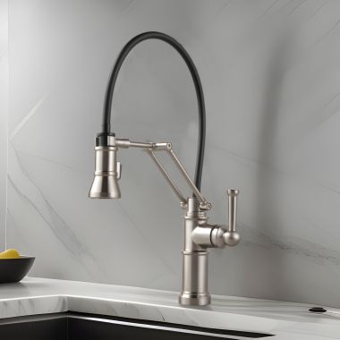 Click here to see Brizo 63225LF-SS Brizo Artesso Single-Handle Articulating Kitchen Faucet w/ 2-Function Sprayer, MagneDock, 1.8 GPM, Brilliance Stainless - 63225LF-SS