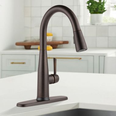 Click here to see Delta 9113T-RB-DST Delta Essa Single Handle Pull-Down Kitchen Faucet, Touch2O, DIAMOND Seal, MagnaTite, ADA, 1.8 GPM, Venetian Bronze - 9113T-RB-DST