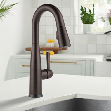Click here to see Delta 9913T-RB-DST Delta Essa Touch2O Single Handle Pull-Down Bar/Prep Faucet, Venetian Bronze - 9913T-RB-DST