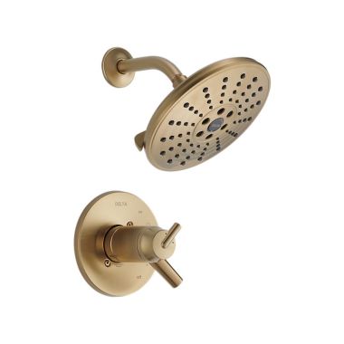 Click here to see Delta T17T259-CZH2O Delta Trinsic TempAssure 17T Series Two-Handle H2Okinetic Shower Faucet with Volume Control, 1.75 GPM, Lever Handles, Champagne Bronze - T17T259-CZH2O