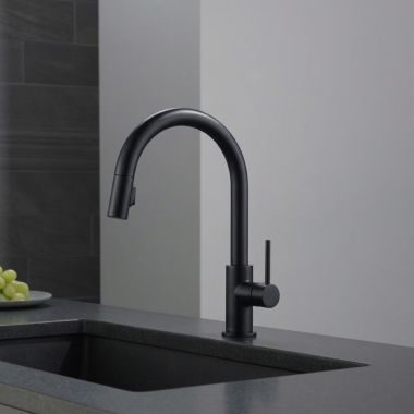 Click here to see  9159-BL-DST Delta Trinsic Single-Handle Pull-Down Kitchen Faucet, 1.8 GPM, ADA, Matte Black - 9159-BL-DST