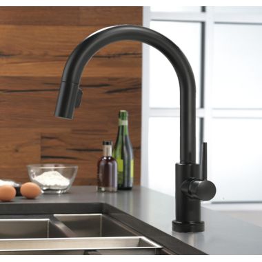 Click here to see Delta 9159T-BL-DST Delta Trinsic Single-Handle Matte Black Pull-Down Kitchen Faucet, 1.8 GPM, Lever Handle, Diamond Seal Technology, ADA, Touch2O - 9159T-BL-DST