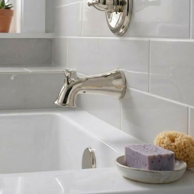 Click here to see Delta RP51303PN Delta Esato Pull-Up Diverter Tub Spout, Wall-Mount Single-Hole Installation, Polished Nickel - RP51303PN