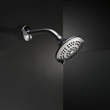 Click here to see Delta RP78575 Delta Universal Showering 5-Setting Raincan Shower Head with Touch-Clean Nozzles, Round, 1.75 GPM, Chrome - RP78575