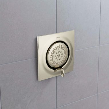 Click here to see  TS1420NL Moen Mosaic 3 Inch Two Function Square Body Spray with Full Spray, Targeted Massage, 2.0 GPM, Polished Nickel - TS1420NL