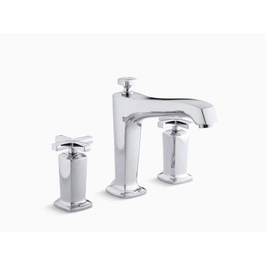 Click here to see Kohler T16237-3-CP Kohler Margaux Bath Faucet Trim, 8-9/16-Inch Spout Reach, Cross Handles, Polished Chrome Finish, Deck-Mounted Installation - K-T16237-3-CP