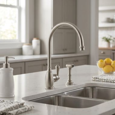 Click here to see Rohl U.4702STN-2 Rohl Perrin & Rowe Georgian Era Single Handle Single Hole Kitchen Faucet with Side Spray - U.4702STN-2