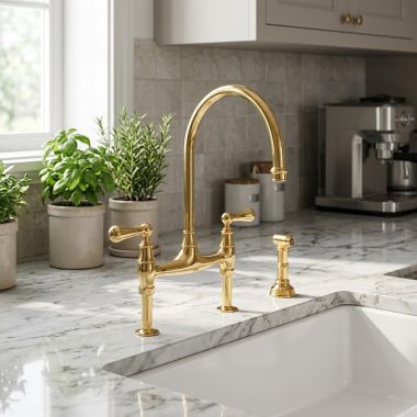 Click here to see Rohl U.4719L-ULB-2 ROHL Two Lever Handle Bridge Kitchen Faucet with Spray - U.4719L-ULB-2