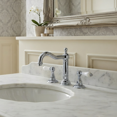 Click here to see Rohl A1409LPAPC-2 Rohl Acqui Two-Handle Widespread Lavatory Faucet with Lift Rod Drain, 1.2 GPM, Lever Handle, Polished Chrome - A1409LPAPC-2