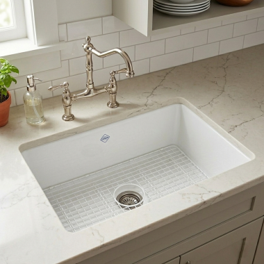 Click here to see Rohl WSGMS3018WH Rohl Wire Sink Grid for MS3018 Kitchen Sink, White - WSGMS3018WH 