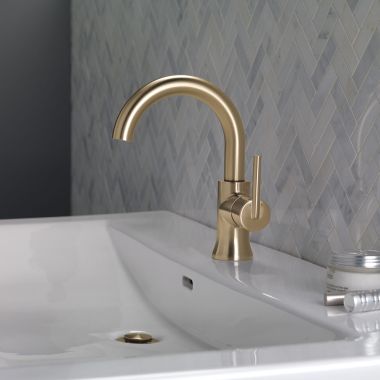 Click here to see Delta 559HA-CZ-DST Delta Trinsic Single Handle High-Arc Bathroom Faucet w/ Pop-Up, 1.2 GPM, Champagne Bronze - 559HA-CZ-DST