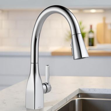 Click here to see Delta 9183-DST Delta Mateo Pull-Down Kitchen Faucet With ShieldSpray, Single-Handle, DIAMOND Seal, MagnaTite, ADA, 1.8 GPM - Chrome - 9183-DST