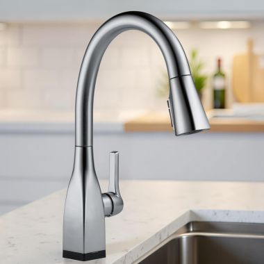 Click here to see Delta 9183T-AR-DST Delta Mateo Pull-Down Kitchen Faucet, Touch2O, ShieldSpray, Single Handle, DIAMOND Seal, MagnaTite, ADA, 1.8 GPM, Arctic Stainless - 9183T-AR-DST