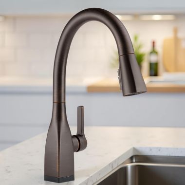 Click here to see Delta 9183T-RB-DST Delta Mateo Pull-Down Kitchen Faucet, Touch2O, ShieldSpray, Single Handle, DIAMOND Seal, MagnaTite, ADA, 1.8 GPM, Venetian Bronze - 9183T-RB-DST