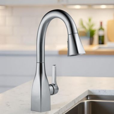 Click here to see Delta 9983-AR-DST Delta Mateo Pull-Down Bar/Prep Faucet, Single Handle, Touch-Clean, DIAMOND Seal, ADA, 1.8 GPM - Arctic Stainless - 9983-AR-DST