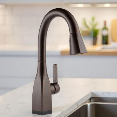 Click here to see Delta 9983T-RB-DST Delta Mateo Pull-Down Bar/Prep Faucet With Touch2O, Single Handle, DIAMOND Seal, MagnaTite, ADA, 1.8 GPM - Venetian Bronze - 9983T-RB-DST