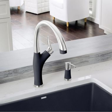 Click here to see  442031 Blanco Artona High Arc Single Handle Pull-Down Kitchen Faucet, 1.5 GPM, Stainless/Anthracite - 442031