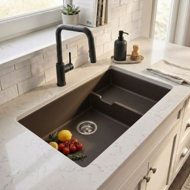 Click here to see BLANCO 519457 Blanco Precis Cascade SILGRANIT Undermount Sink, Cafe Brown - 519457