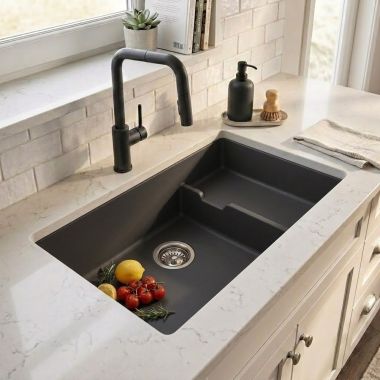 Click here to see BLANCO 519451 Blanco Precis Cascade SILGRANIT Undermount Sink, Cinder - 519451