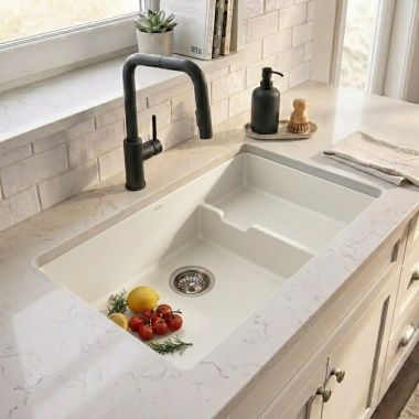 Click here to see  519453 Blanco Precis Cascade SILGRANIT Undermount Sink, White - 519453