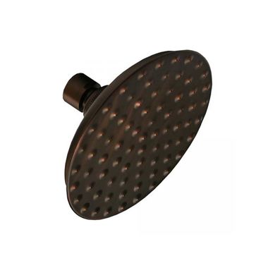 Click here to see Jones Stephens S0189RB Jones Stephens 8in Round Rain Style Shower Head with Dimples, 1/2in Swivel Connection, 2.5 GPM, 80 PSI, Oil Rubbed Bronze - S0189RB
