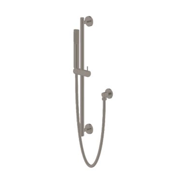 Click here to see Ultra Faucets UF78803-7 Ultra Faucets Sweep ABS Hand Shower with Metal Slide Bar, Ell, and 60in Hose, 2.0 GPM, Brushed Nickel - UF78803-7