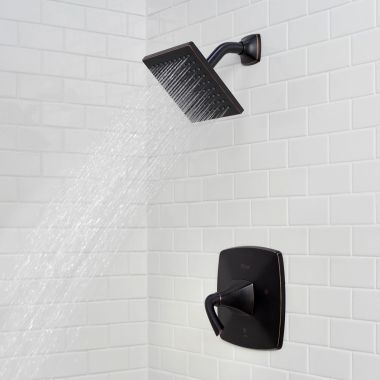 Click here to see Pfister LG89-7BSY Pfister Bronson Square Single-Handle Shower Faucet with 1.8 GPM Shower Head, Lever Handle, Less Valve, Tuscan Bronze - LG89-7BSY